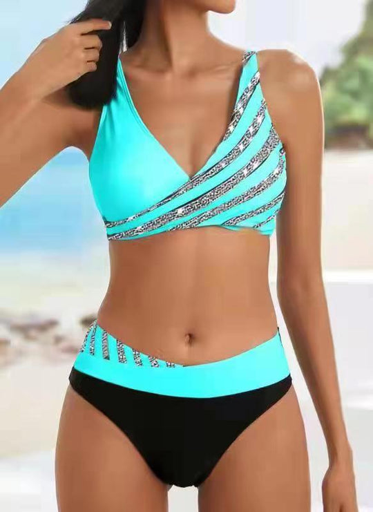 Damen Sportlicher Bikini mit modischem Wickeloberteil