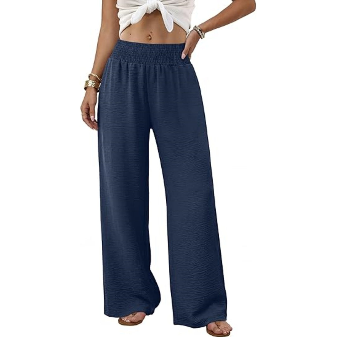 Damen Palazzo-Loungehose mit hohem Smokbund und weitem Bein Shop Nory