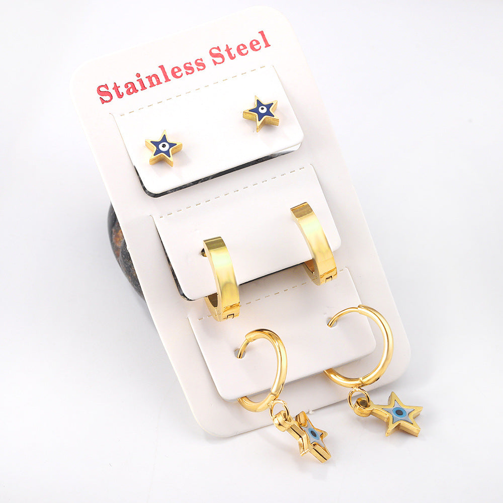 Damen Ohrstecker im Herzen-Design mit buntem Emaille Shop Nory