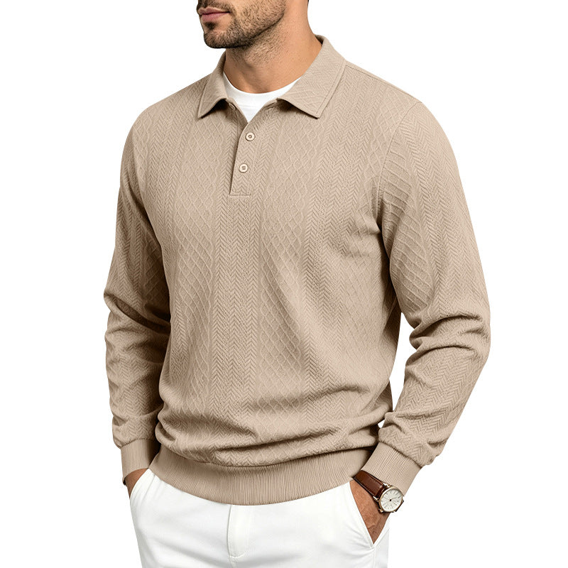 Herren Strukturiertes Langarm-Polo aus Feinstrick mit Zopfmuster Shop Nory