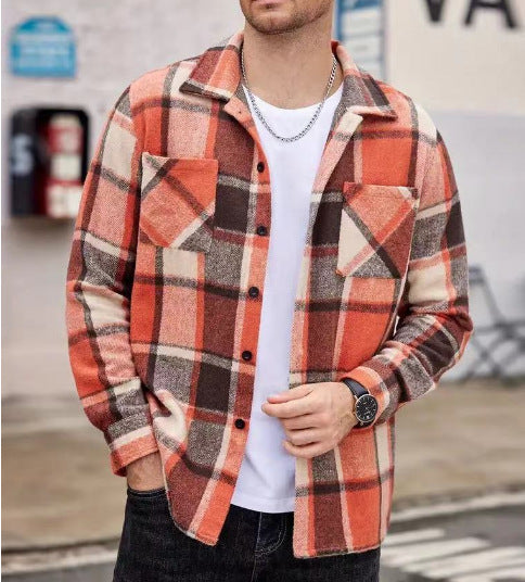 Herren lässige Karomuster Hemdjacke