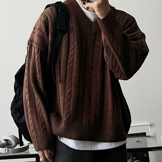 Damen Gemusterter Oversized Pullover mit Stehkragen Shop Nory