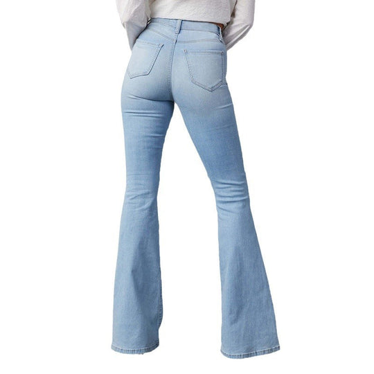 Damen Flared Jeans mit hohen Rissen und hohem Bund