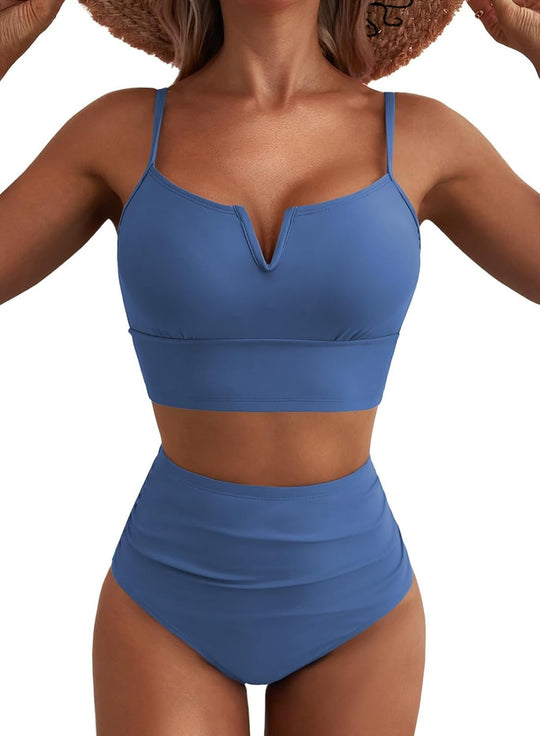 Damen Hochtailliertes Bikini-Set mit modernem V-Ausschnitt und angenehmer Passform