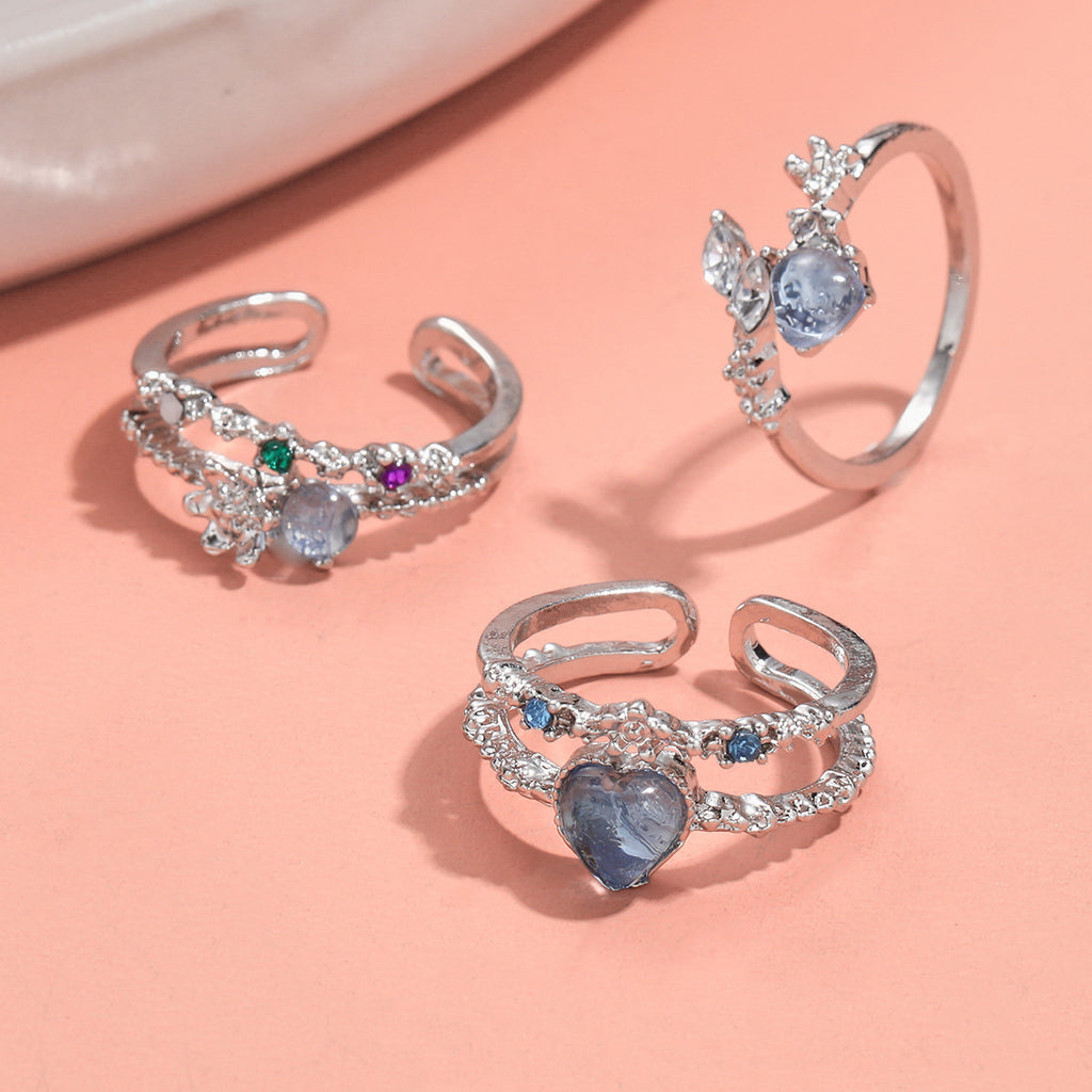 Damen Ring-Set mit herzförmigen und funkelnden Zirkonia-Elementen Shop Nory