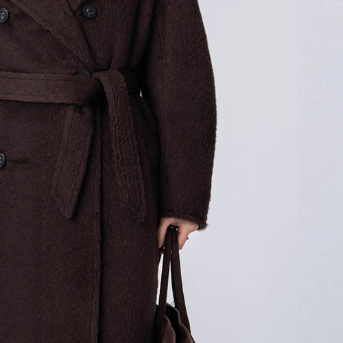 Damen Luxuriöser Doppelreihiger Fleece-Mantel Shop Nory