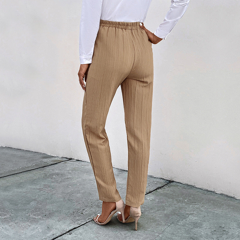 Damen Leichte Crinkle-Hose mit hohem Elastikbund, Tunnelzug und aufgesetzten Taschen Shop Nory