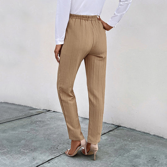 Damen Leichte Crinkle-Hose mit hohem Elastikbund, Tunnelzug und aufgesetzten Taschen Shop Nory