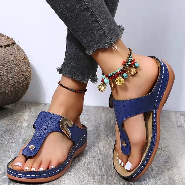 Damen Komfortable Zehentrenner-Sandalen mit anatomischem Fußbett und modischem Riemendesign