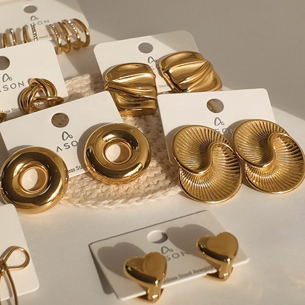 Damen Hängende Ohrstecker mit eleganten runden Plättchen aus hochwertigem Edelstahl Shop Nory