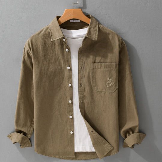 Herren Feines Cord-Überhemd im Overshirt-Stil mit Kentkragen und aufgesetzter Brusttasche Shop Nory