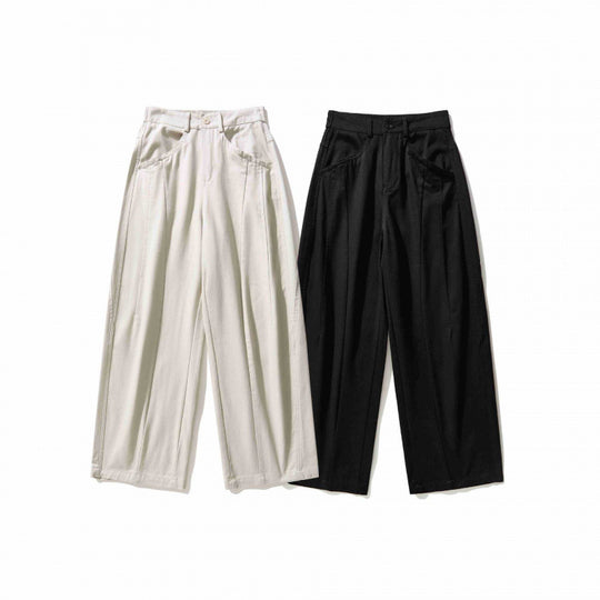 Damen Weite Bundfaltenhose mit hohem Bund und geradem weitem Bein Shop Nory