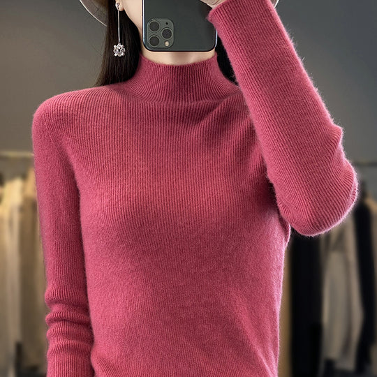 Damen Schlanker Feinstrick-Mockneckpullover aus feinem Angora‑Mix Shop Nory