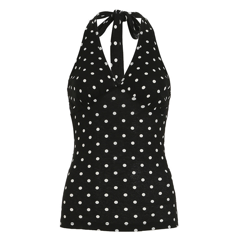 Damen Halterneck Top mit Polka Dots