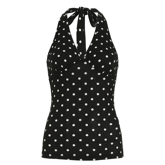 Damen Halterneck Top mit Polka Dots