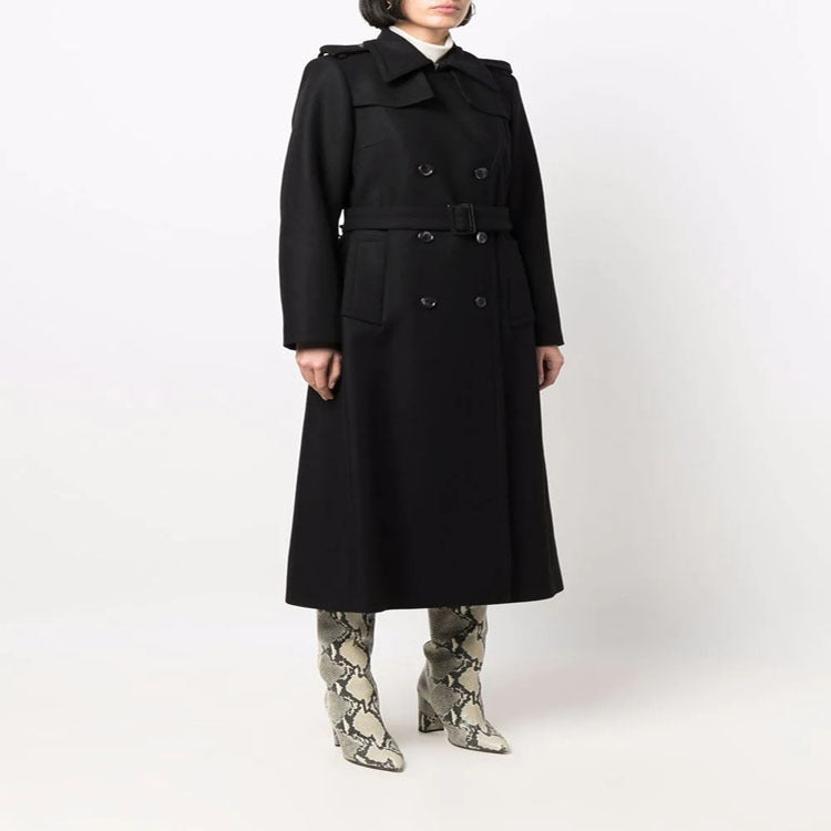 Damen Gehrock-Mantel im Trenchcoat-Stil mit betonter Taille und Schulterriegel Shop Nory
