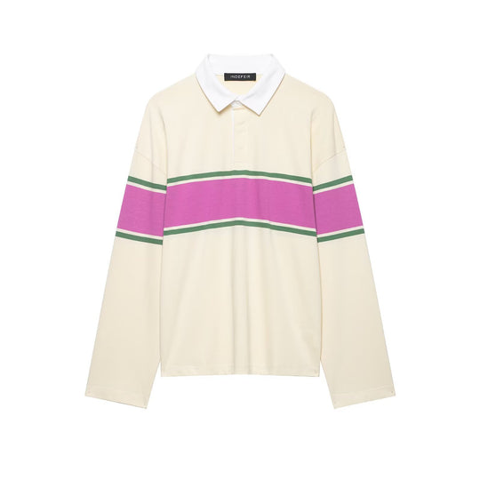 Damen Oversize Rugby-Polo-Shirt mit breitem Blockstreifen und Kentkragen Shop Nory