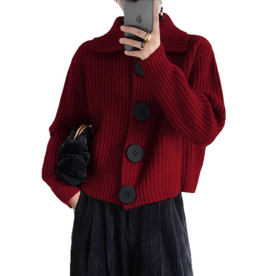 Damen Kuschelige Strickjacke mit großen Knöpfen Shop Nory