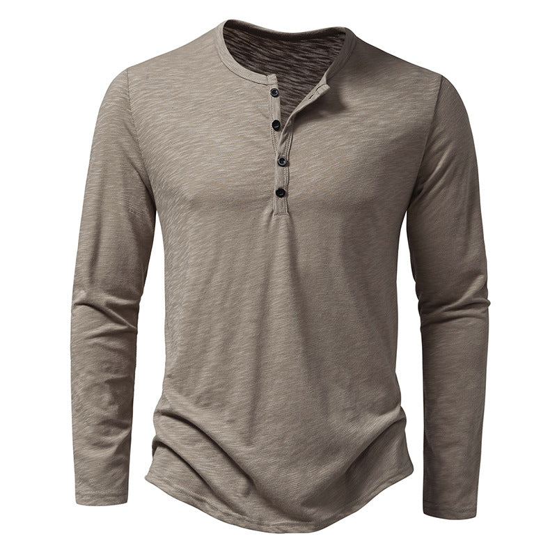 Herren Feinstrick-Henley mit Rundhalsausschnitt, verdeckter Knopfleiste und figurbetonter Passform Shop Nory