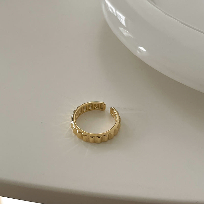 Damen Offener Ring mit dekorativem Zickzack-Muster Shop Nory