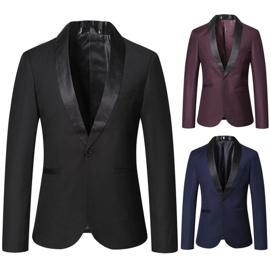 Herren eleganter Smoking-Blazer mit satinierter Reversbesatz