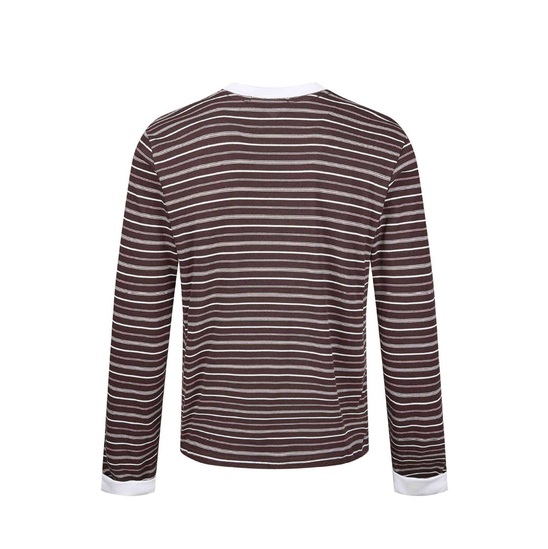 Herren Gestreiftes Langarmshirt aus Baumwollmix mit geripptem Rundhals Shop Nory
