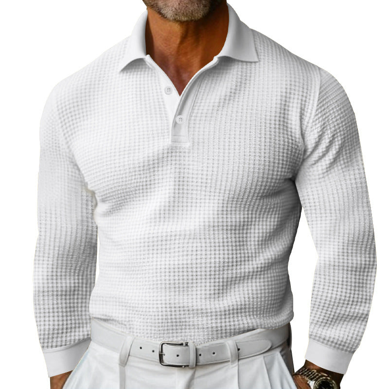 Herren Langarm-Poloshirt mit strukturiertem Design und klassischem Kragen