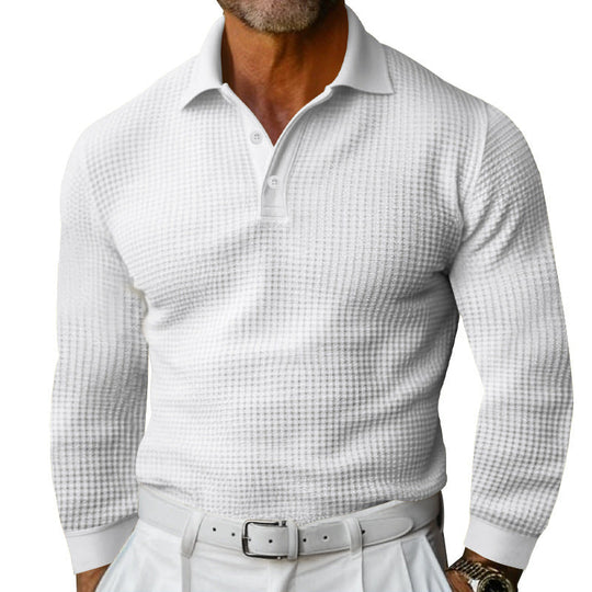 Herren Langarm-Poloshirt mit strukturiertem Design und klassischem Kragen