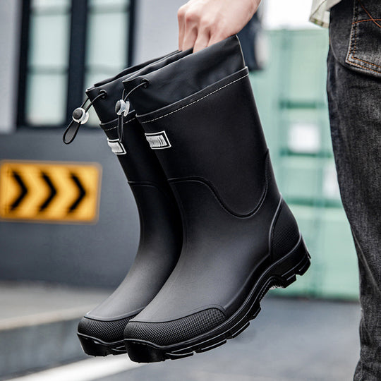 Herren wasserdichte Arbeits- und Regen-Gummistiefel mit verstellbarem Kordelabschluss und rutschfester Profilsohle Shop Nory