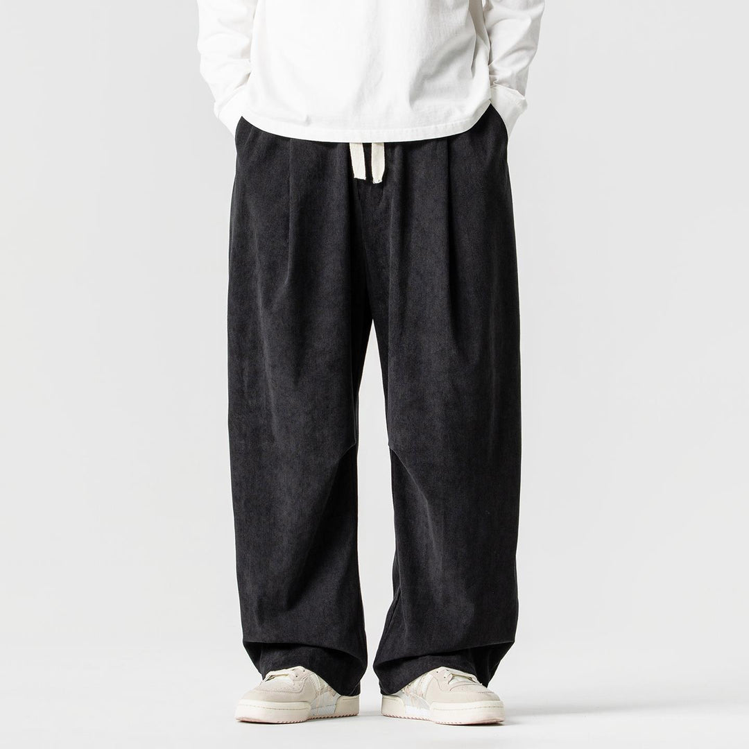 Herren Weit geschnittene Cordhose mit Bundfalten, Tunnelzug und lässiger Baggy‑Silhouette Shop Nory