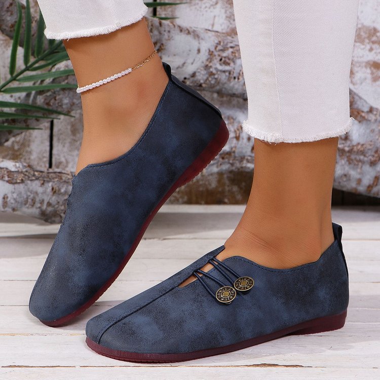 Damen komfortable Slipper mit modischen Knopfdetails