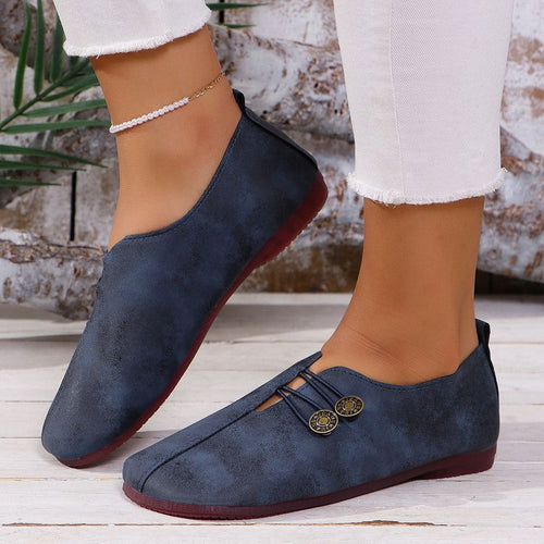 Damen komfortable Slipper mit modischen Knopfdetails