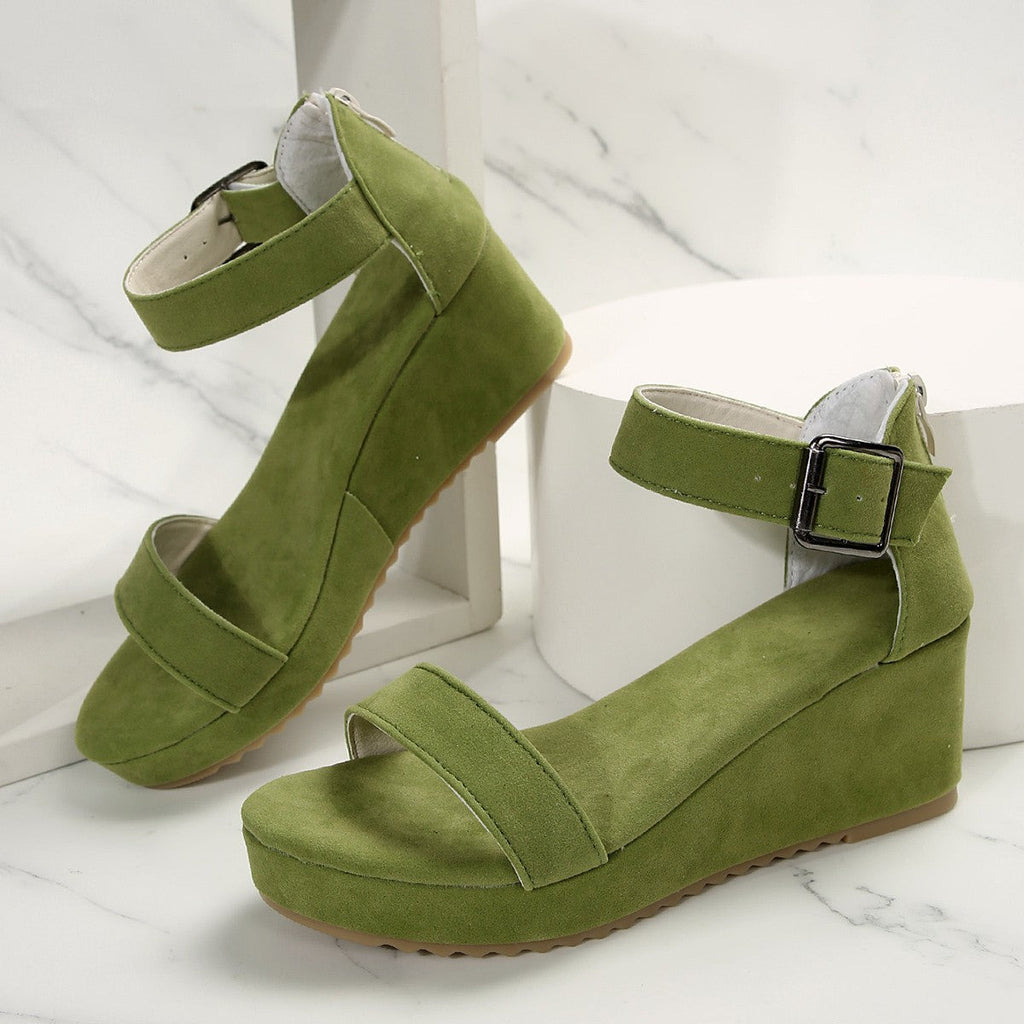 Damen Keil-Sandalen mit verstellbarem Riemen und rutschfester Sohle