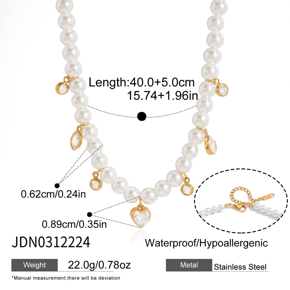 Damen Halskette mit eleganten Perlen und funkelnden Zirkonia-Anhängern Shop Nory