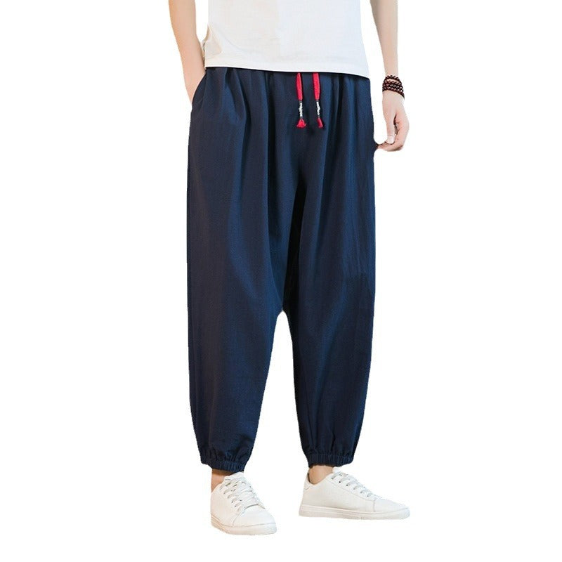 Herren lockere Haremshose mit elastischem Bund und dekorativem Kordelzug Shop Nory