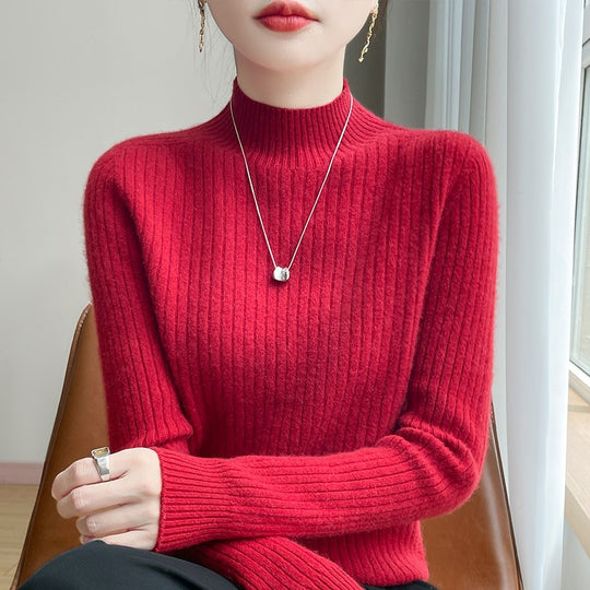 Damen Schmaler Rippenstrick-Mockneck mit extraweicher Kaschmir-Optik Shop Nory