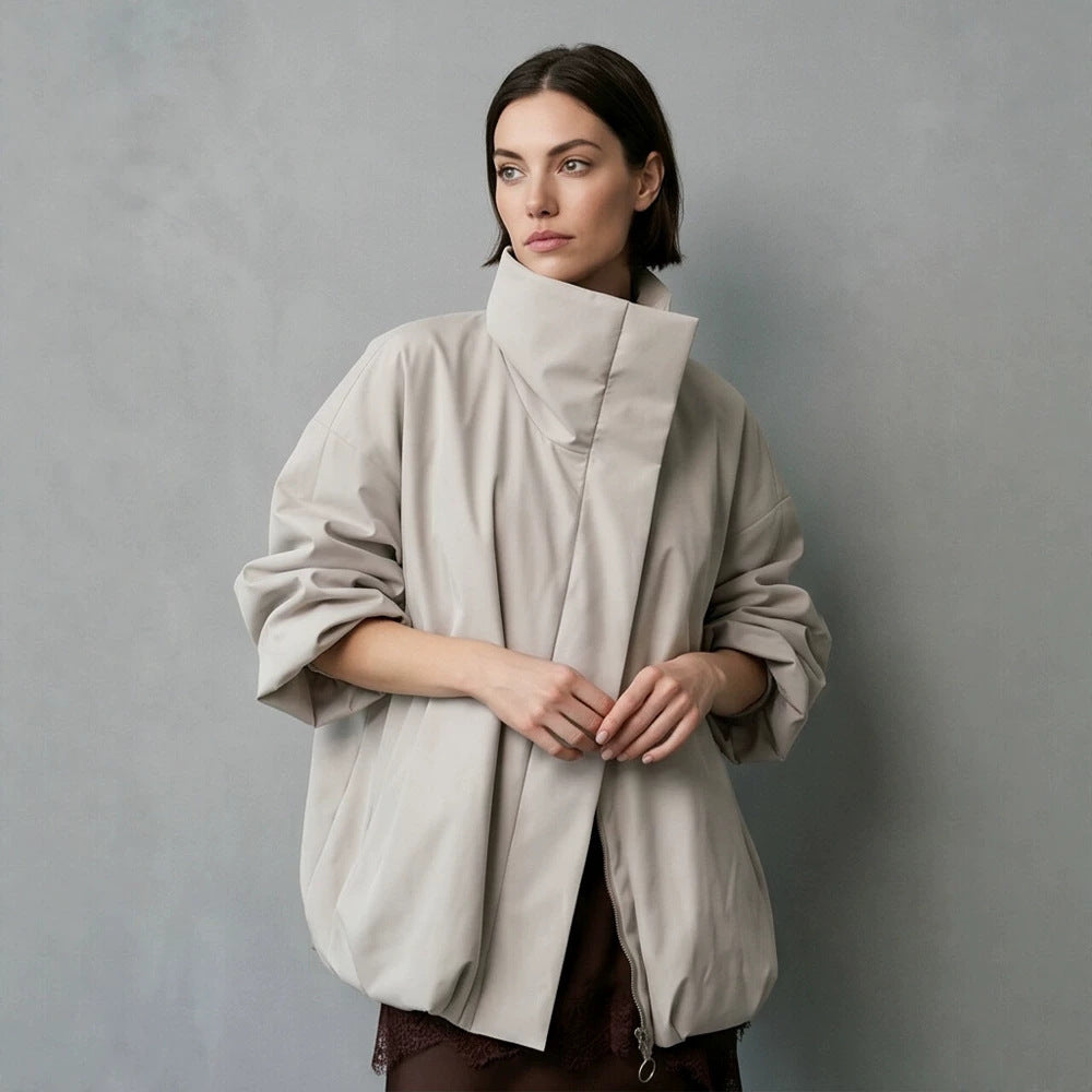 Damen Boxy-Kurzsteppjacke mit hohem asymmetrischem Stehkragen Shop Nory