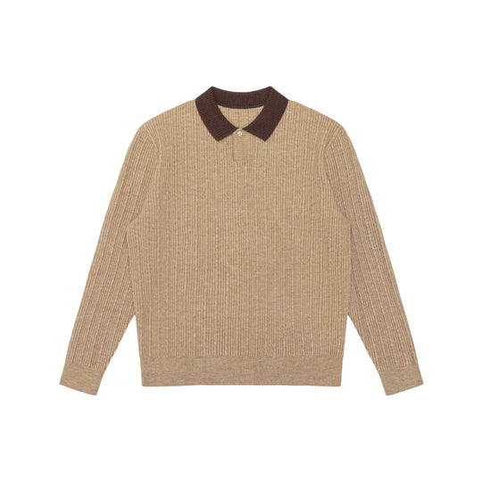 Herren Feinstrukturierter Rippstrick-Polo-Pullover mit Kontrastkragen Shop Nory