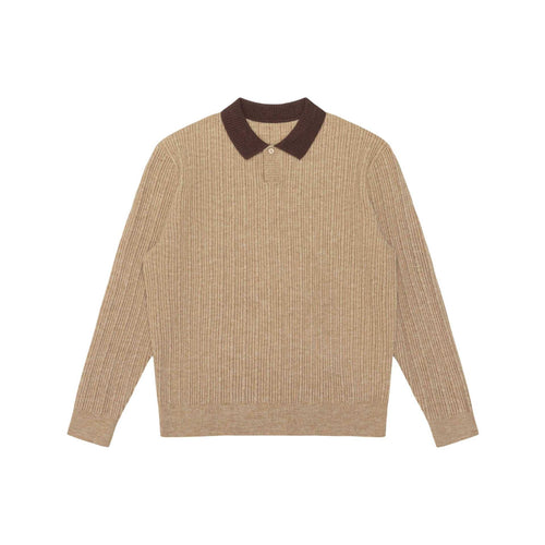 Herren Feinstrukturierter Rippstrick-Polo-Pullover mit Kontrastkragen Shop Nory