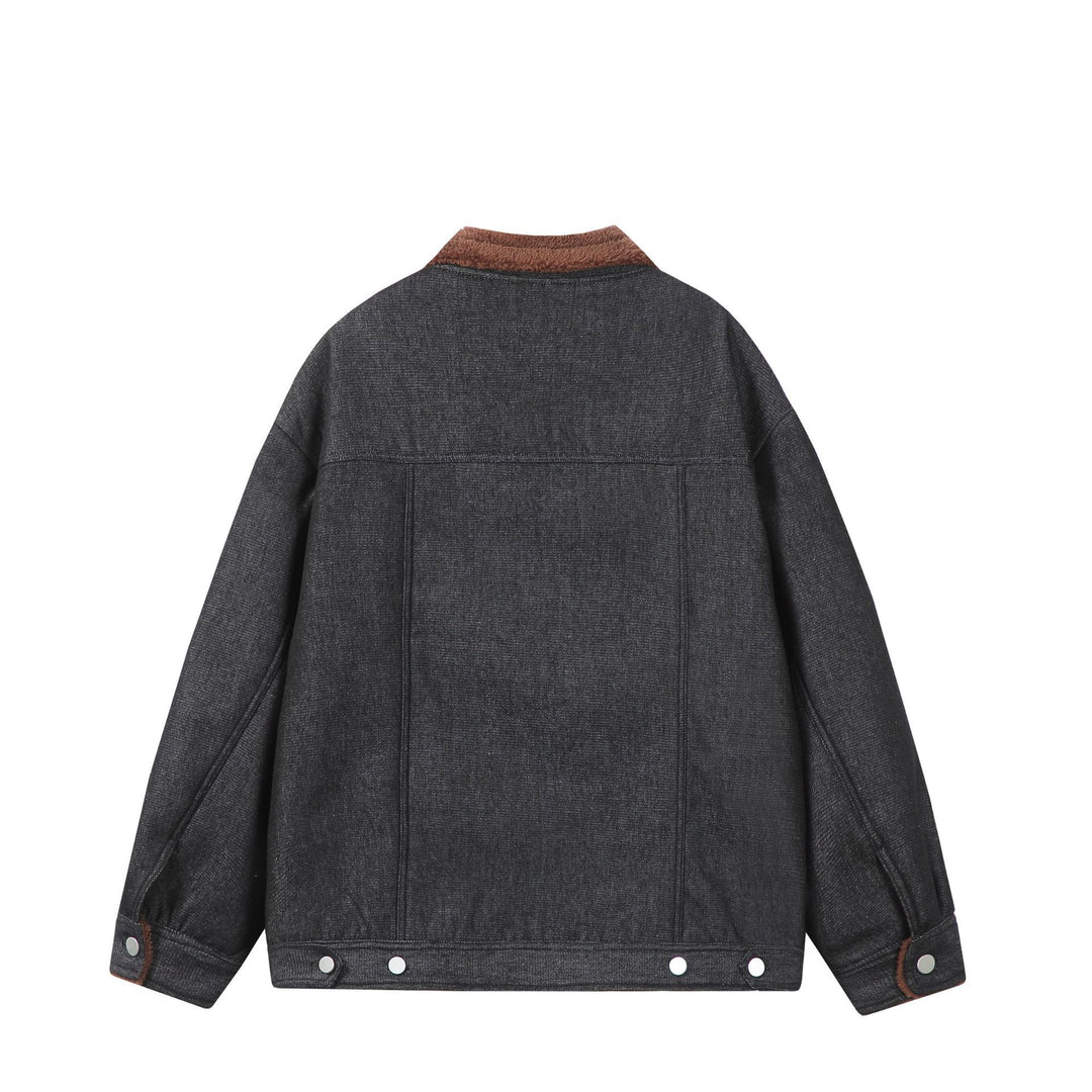 Herren Gefütterter Denim‑Blouson mit Teddykragen, Druckknopffront und Utility‑Taschen Shop Nory