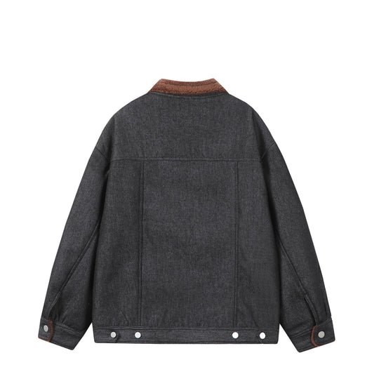 Herren Gefütterter Denim‑Blouson mit Teddykragen, Druckknopffront und Utility‑Taschen Shop Nory
