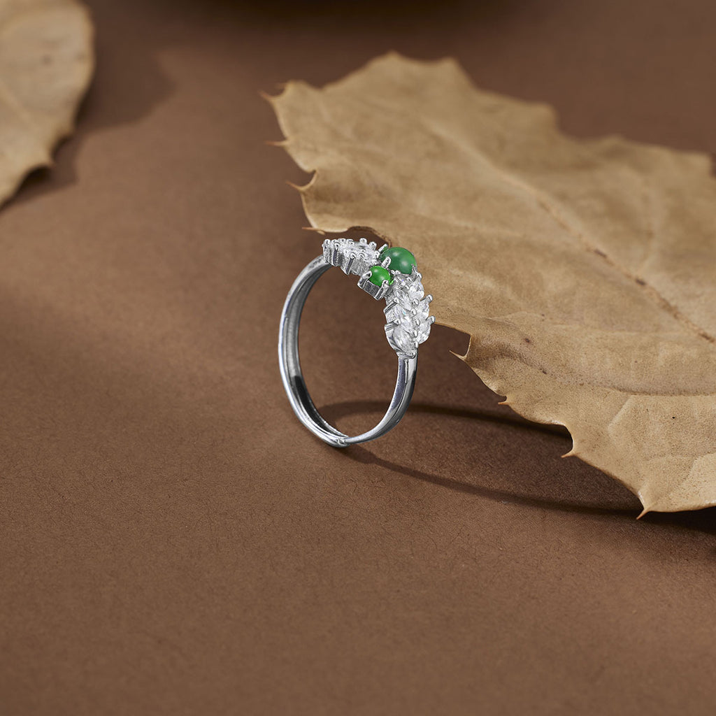 Damen Ring mit grünem Jade und funkelnden Zirkonia Shop Nory