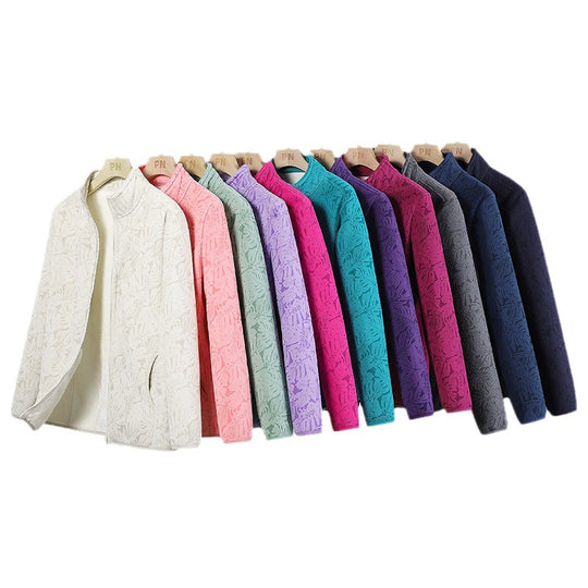 Damen Fleecejacke mit durchgehendem Reißverschluss und floraler Jacquard-Struktur Shop Nory