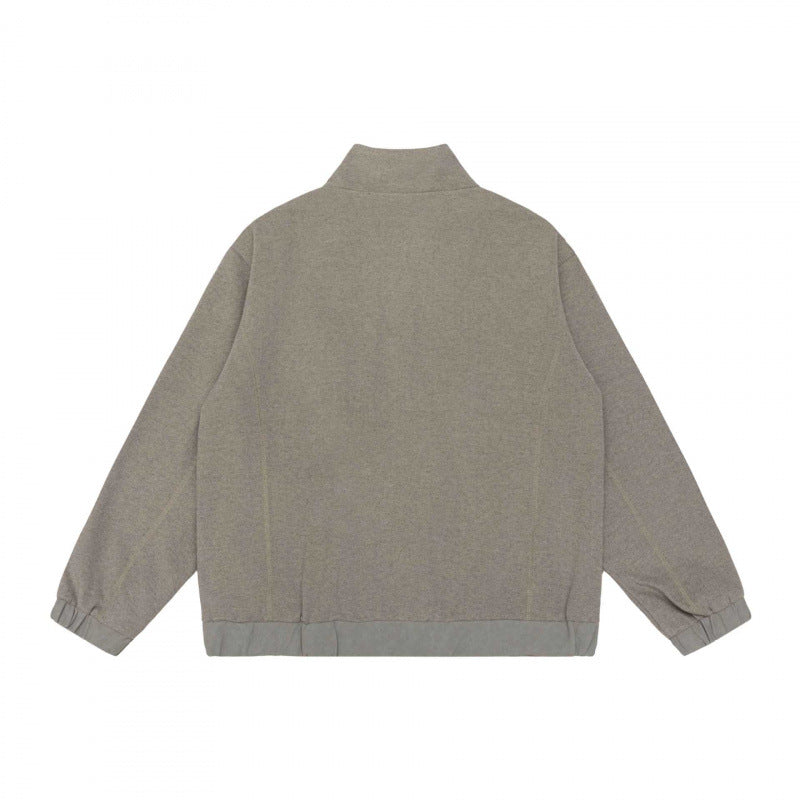 Unisex Kurz geschnittene Teddy‑Fleece‑Überjacke mit Stehkragen, durchgehendem Reißverschluss und elastischem Saum Shop Nory
