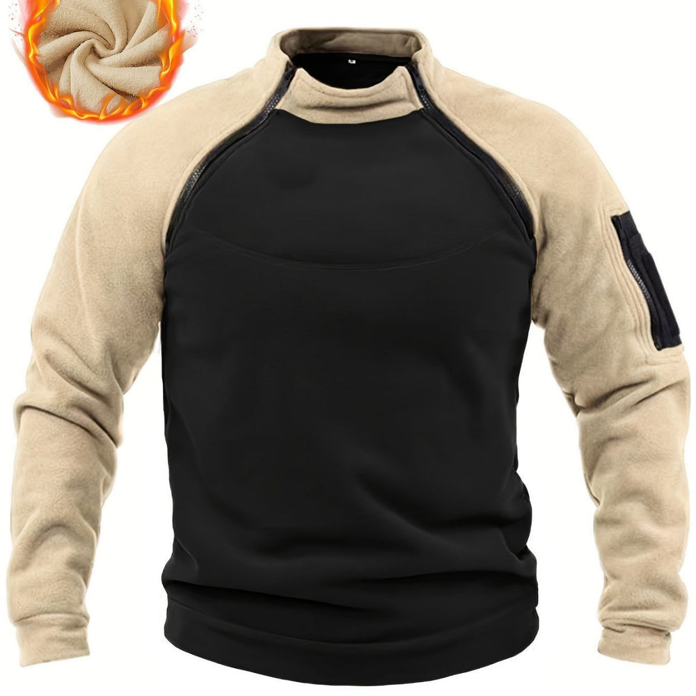 Herren Technischer Fleece-Pullover mit winddichter Frontpaneel und Armtasche Shop Nory