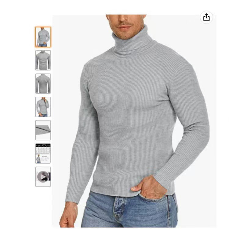 Herren Stehkragen Pullover aus ribbeltem Strick