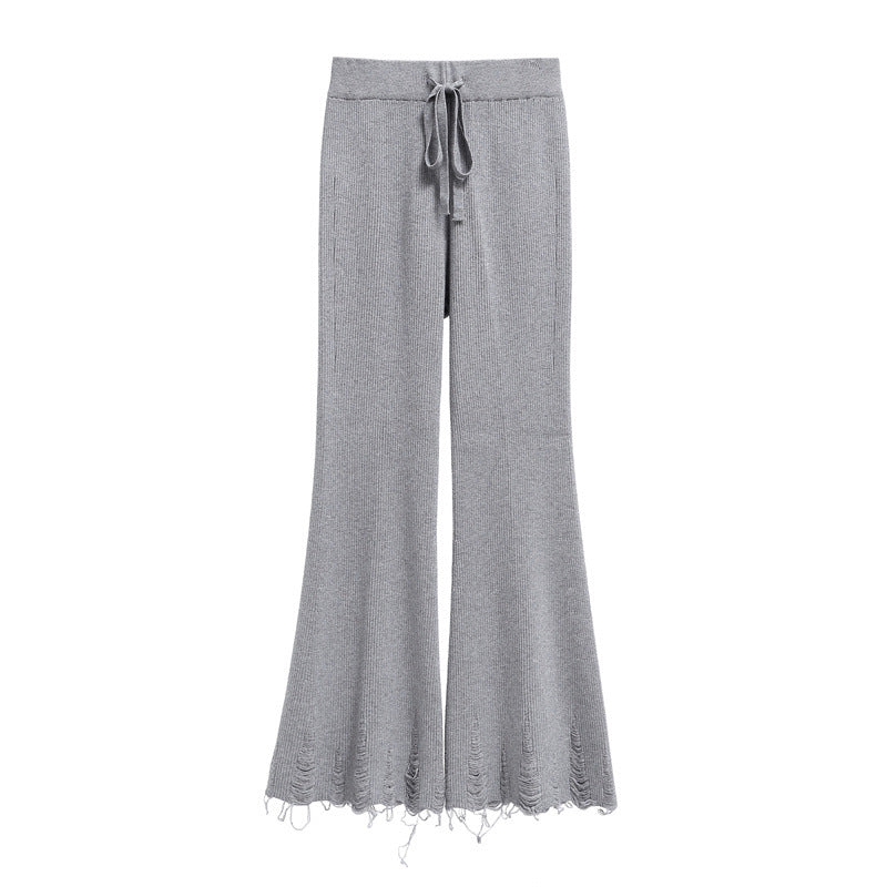 Damen Bequeme und lässige Strickpalazzo-Hose Shop Nory