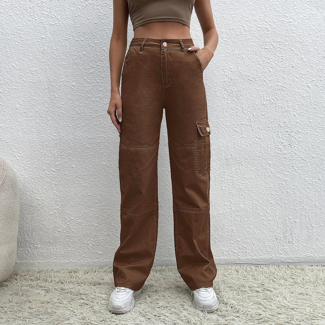 Damen Hochtaillierte Utility-Cargo-Hose im Wide‑Leg aus robustem Denim Shop Nory