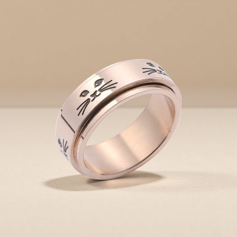 Herren Ring mit kunstvollem Katzenmotiv und hochwertiger Edelstahloberfläche Shop Nory