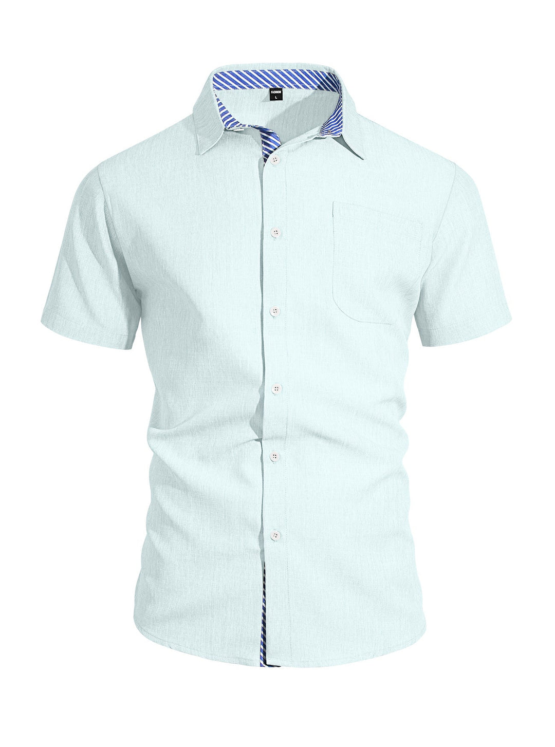 Herren nan Business-Casual Kurzarmhemd mit gestreiftem Kragenfutter und Brusttasche